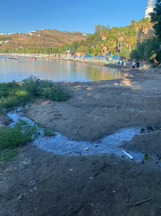 Denize akan atık su.