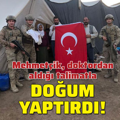 Mehmetçik, doktordan aldığı talimatla doğum yaptırdı!