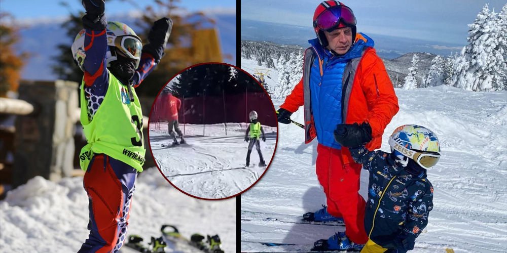 Dede ve torun kayak yaptı!