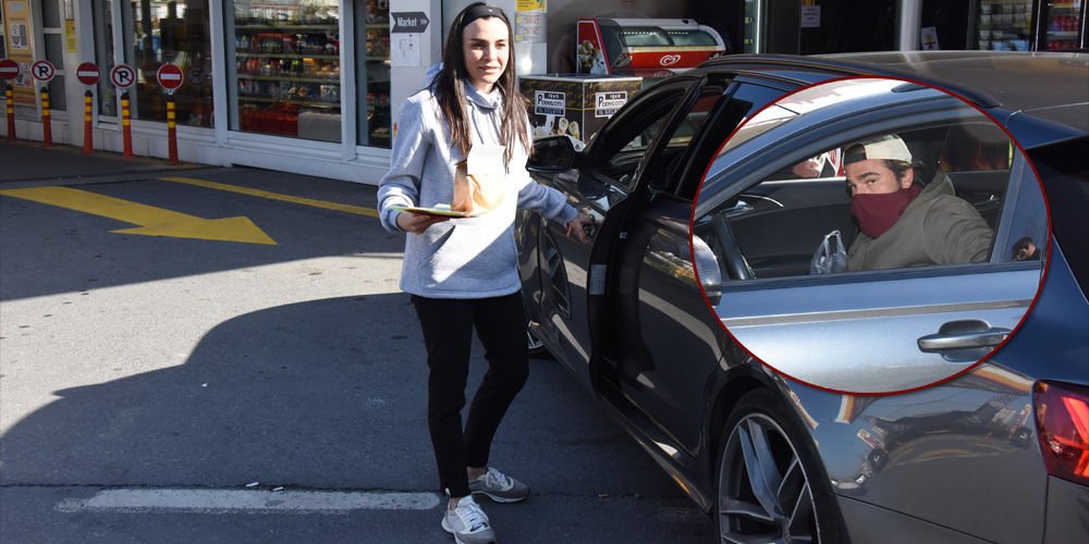 Eşiyle benzincide buluştu