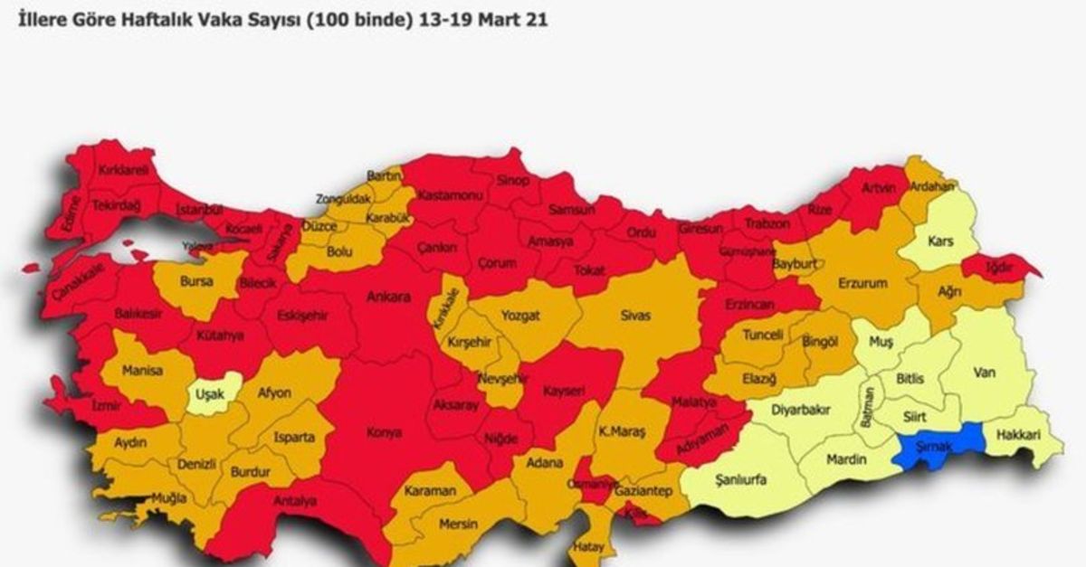 İl il koronavirüs risk haritası 22 Mart! Düşük, orta, yüksek ve çok yüksek  riskli iller hangileri? Güncel risk | Sağlık Haberleri