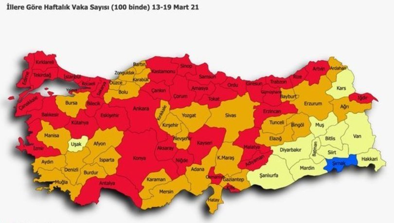 İl il risk haritası 28 Mart! Türkiye risk haritasına göre düşük, orta, yüksek ve çok yüksek riskli iller