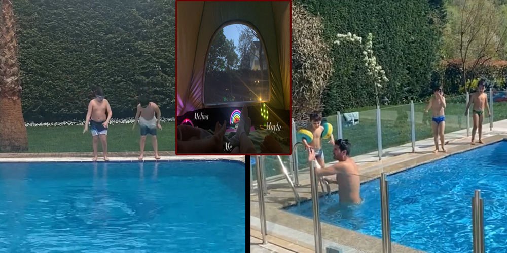 Çocuklarıyla karantinada eğlendiler