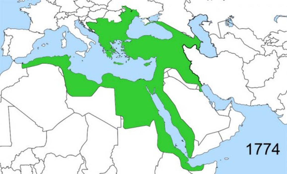 Zaro Ağa'nın doğduğu yıl Osmanlı İmparatorluğu'nun sahip olduğu topraklar. 