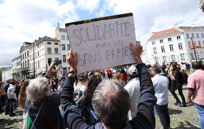 Demonstration in support of asylum seekers who have been on hunger strike  for 50 days for a residence permit in Belgium