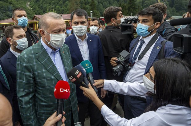 Cumhurbaşkanı Erdoğan selin vurduğu Rize'de