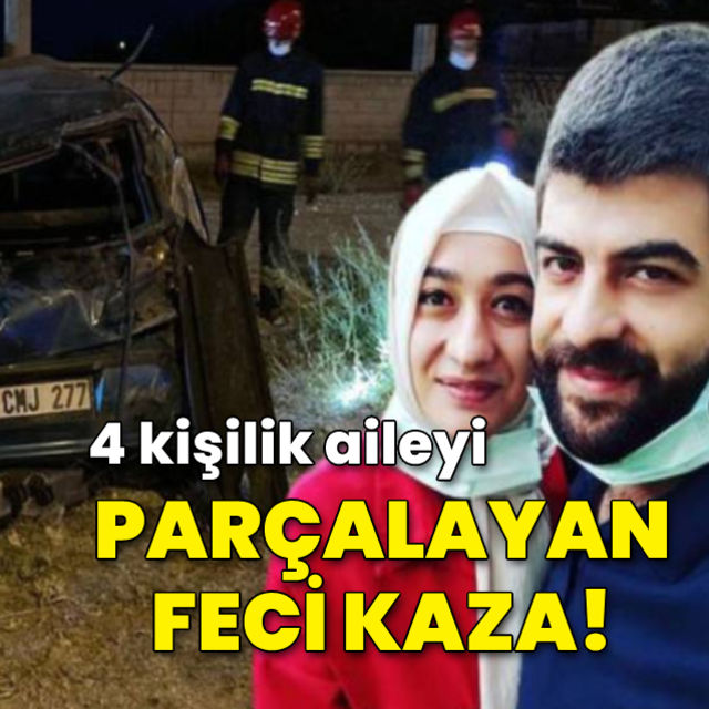 Genç çift ile çocuklarını ayıran feci kaza