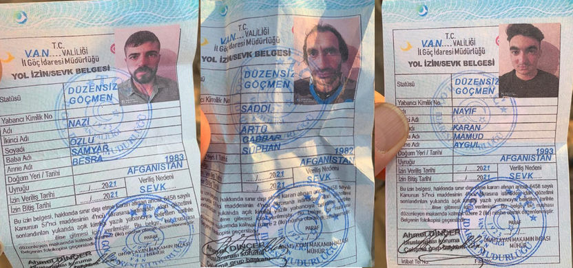 Kaçakçıların verdiği sahte göç idaresi belgesi. İsimler ve fotoğraftaki kişiler farklı.
