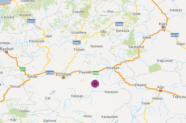 Erzurum'da 4,7 büyüklüğünde deprem!