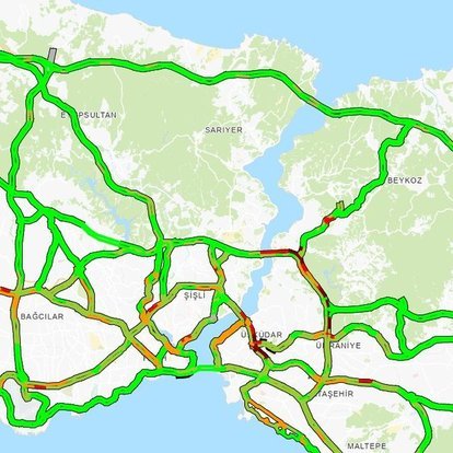 İstanbul trafik haritası | Trafikte lodos fırtınası! İBB trafik haritası
