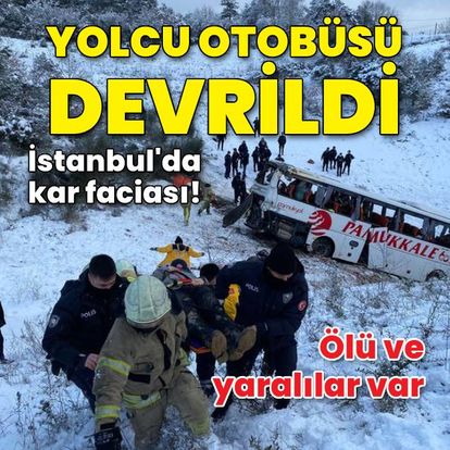 İstanbul'da yolcu otobüsü devrildi!