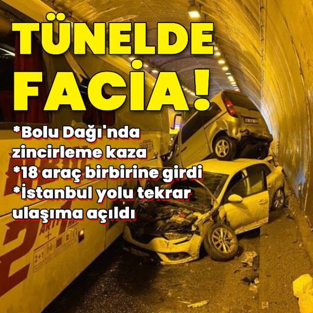 Bolu Dağı Tüneli içinde zincirleme kaza! İstanbula ulaşım durdu