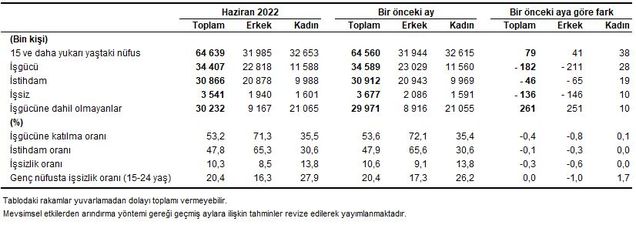 Haziran ayı işsizlik verileri açıklandı