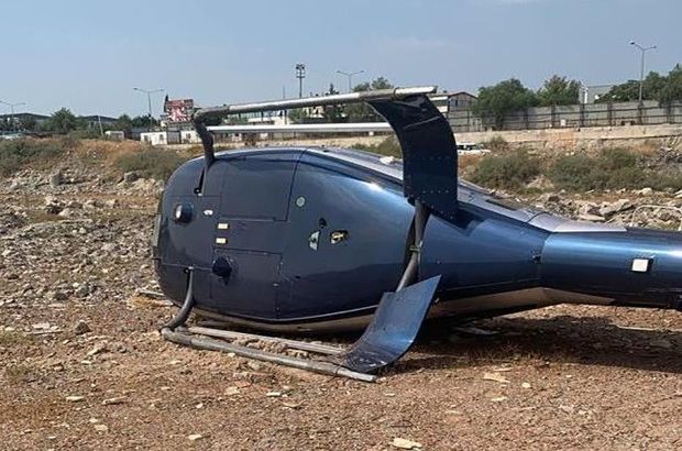 Çiğli'de sivil helikopter kalkış sırasında yan yattı!