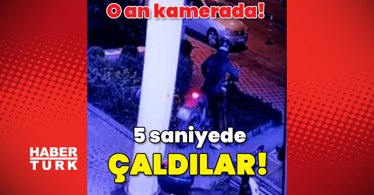O an kamerada! 5 saniyede motosiklet hırsızlığı!