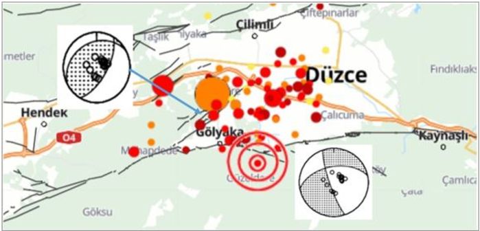 23 Kasım 2022 tarihinde meydana gelen depremin yeri ve artçı depremlerin dağılımı