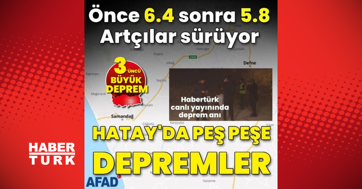 Hatay’da 6.4 ve 5.8 büyüklüğünde iki deprem
