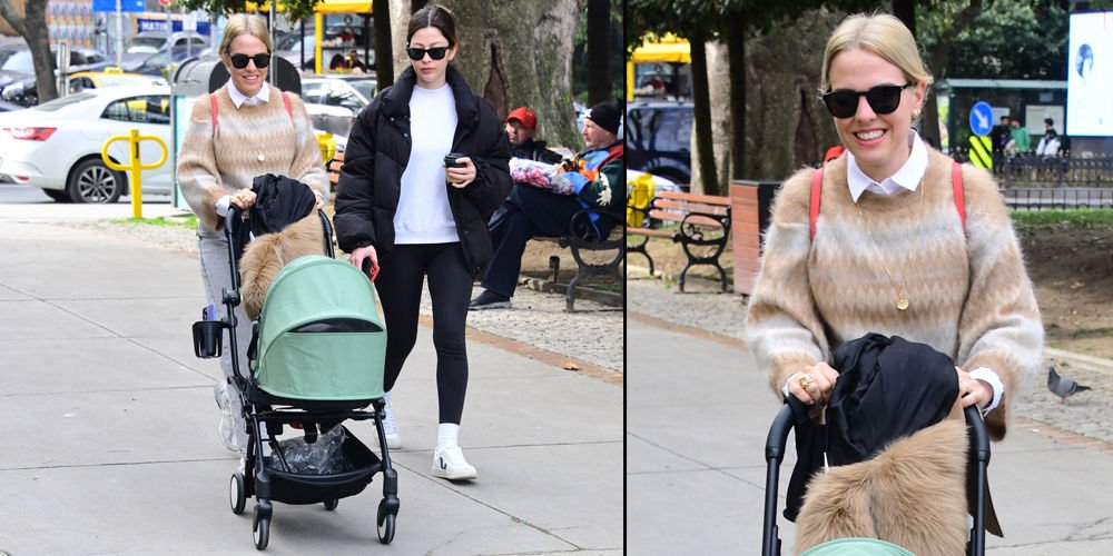 Bebeğiyle yürüyüşe çıktı!