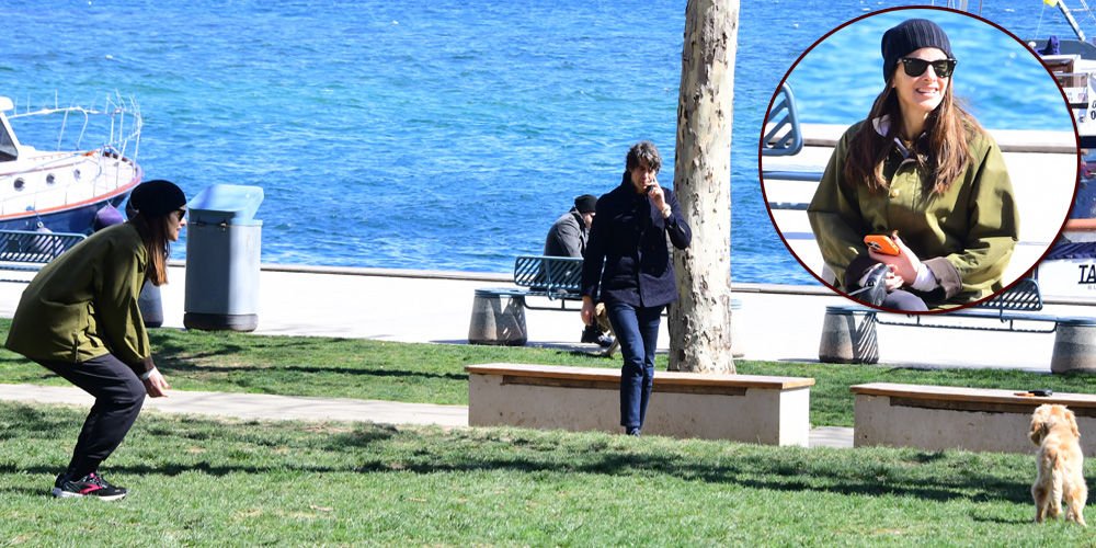 Köpeğiyle parkta oynadı!