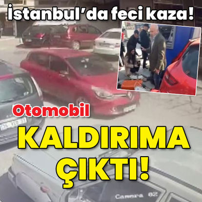 İstanbul'da feci kaza! Otomobil kaldırıma çıktı!