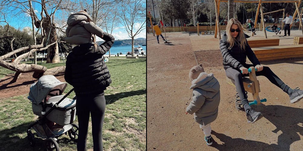 Çocuklarıyla parkta eğlendi...