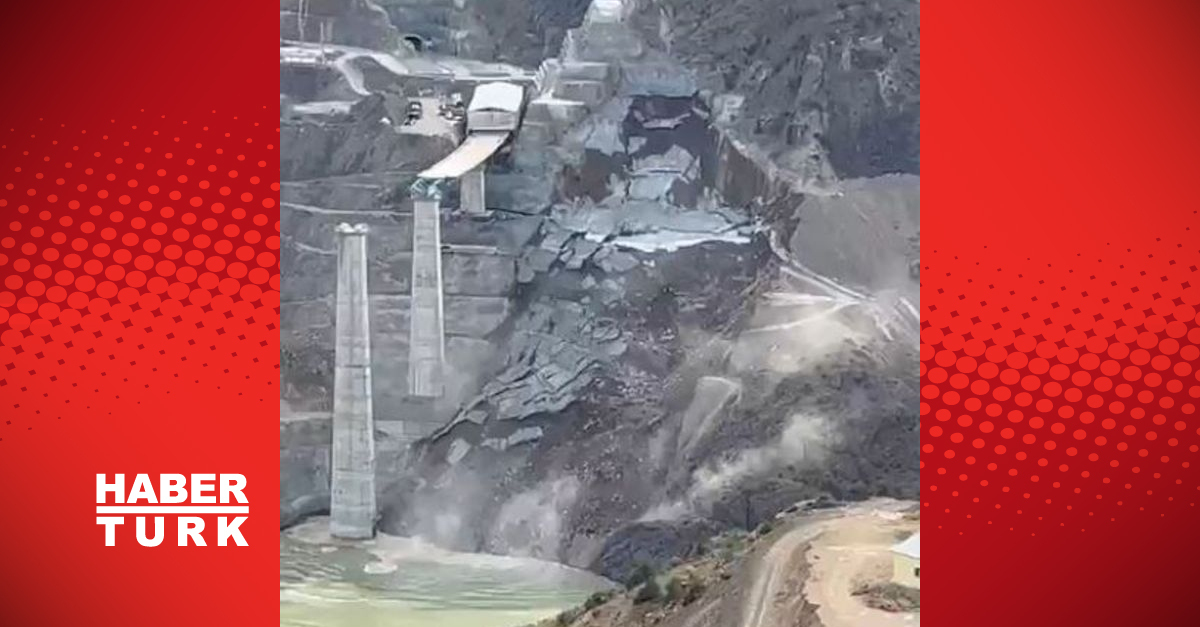 Yusufeli’nde yapımı süren viyadük yakınındaki heyelan kamerada