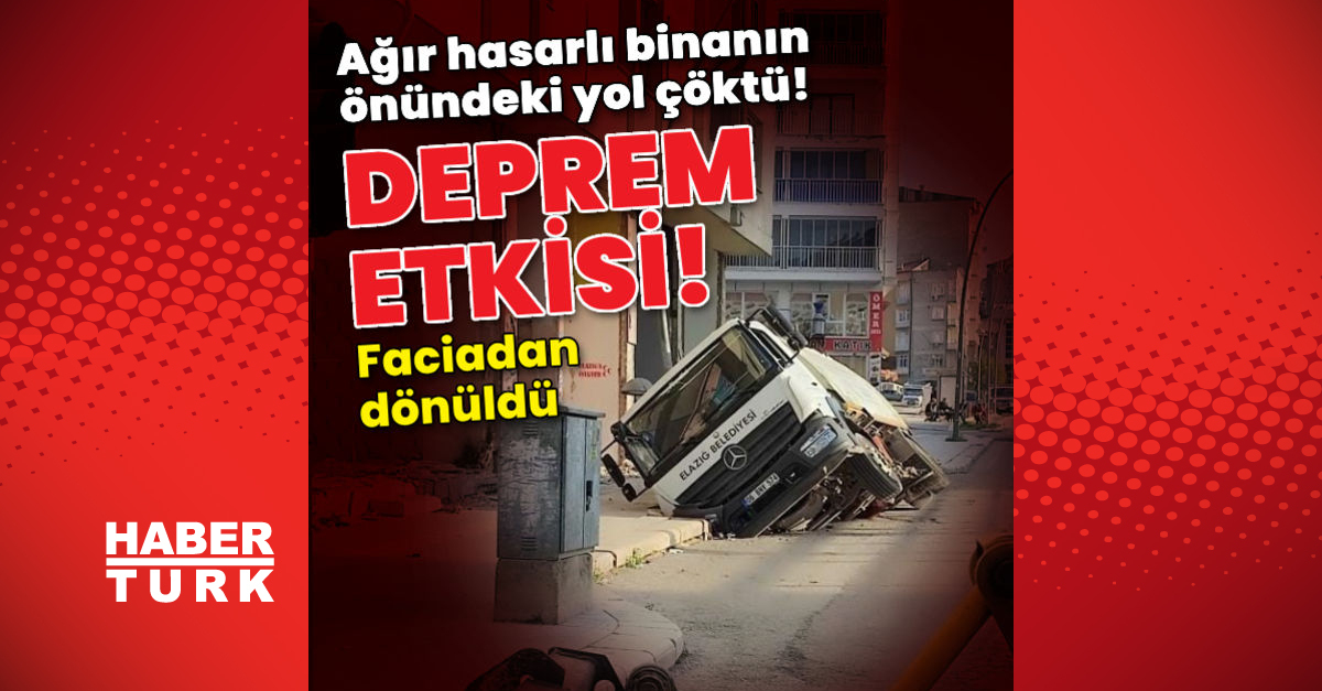 Ağır hasarlı binanın önündeki yol çöktü!