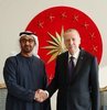 Cumhurbaşkanı Recep Tayyip Erdoğan, Birleşik Arap Emirlikleri (BAE) Devlet Başkanı Muhammed bin Zayid Al Nahyan ile bir araya geldi. Cumhurbaşkanı Erdoğan, Muhammed bin Zayid Al Nahyanı Atatürk Havalimanında karşıladı