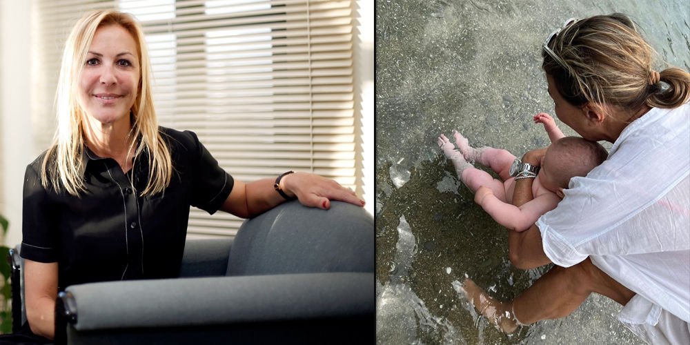 Boyner, torunuyla denizde eğlendi