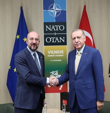 Cumhurbaşkanı Recep Tayyip Erdoğan, Avrupa Birliği (AB) Konseyi Başkanı Charles Michel