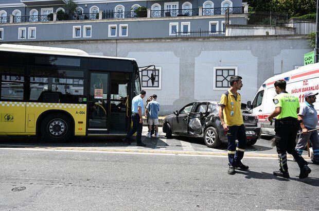 Beşiktaş'ta kaza! Otomobil İETT otobüsüne çarptı
