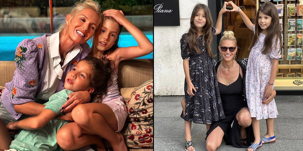 Kızlarıyla poz verdi