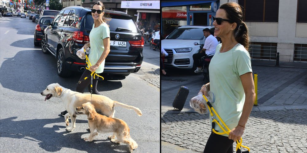 Köpekleriyle Bebek'te dolaştı