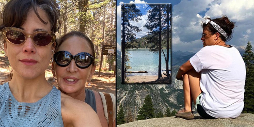 Annesiyle doğada yürüdü