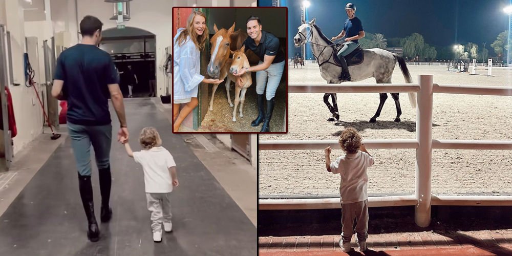 Baba ve oğul at bindiler