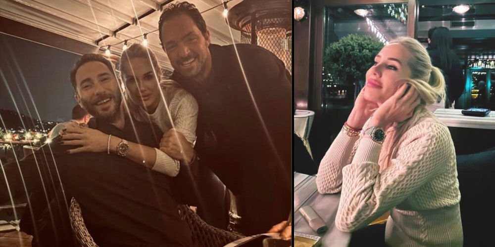 Dostlarıyla yemek yediler