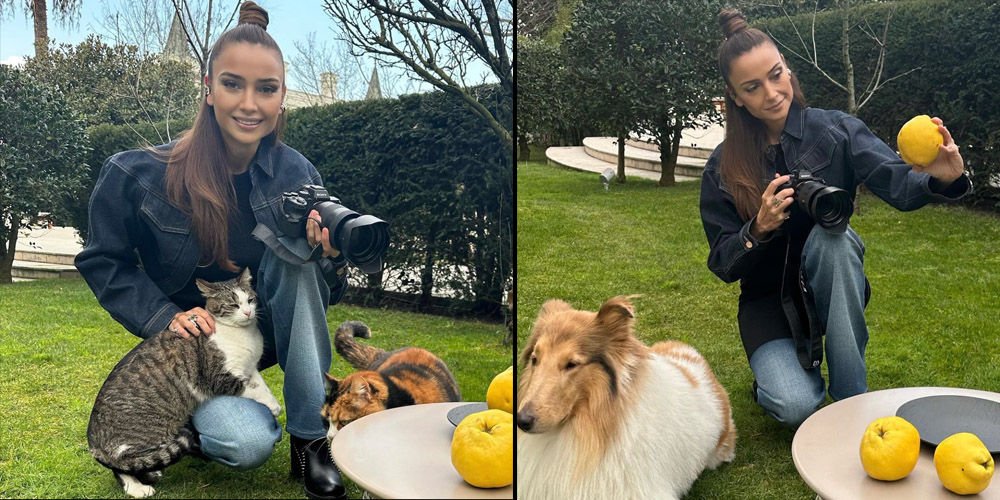 Minik dostlarıyla çekim yaptı