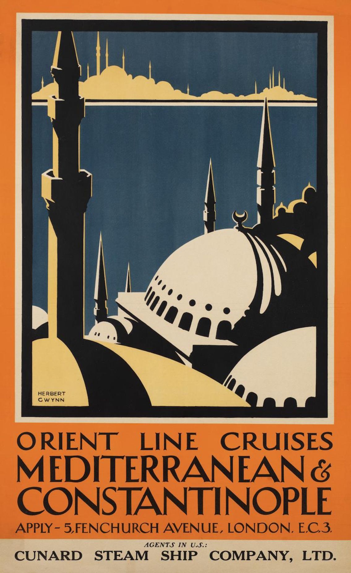 Herbert Gwynn (1873–1956)  Orient Line Cruises Mediterranean & Constantinople  [Orient Line ile Akdeniz ve Istanbul Gemi Seyahati] 1930’lar 
