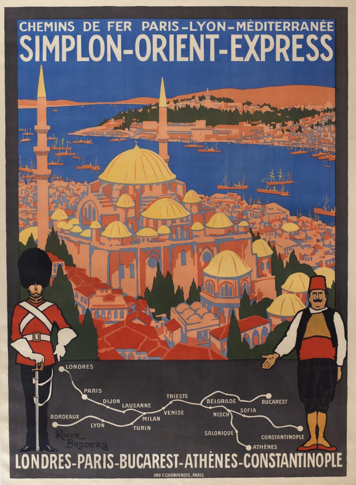 Roger Broders (1883–1953)  Simplon Orient Express  Paris: F. Champenois, 1922.