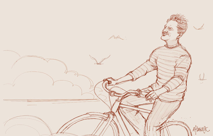 Nazım Hikmet’in daha çocukken çekilmiş bisikletli bir fotoğrafı var. Kitabın kapağında da yer alan söz konusu fotoğraf dışında Nazım’ın bisiklet üzerinde bir karesine pek rastlanmamış. Aydan Çelik de çizimiyle Nazım’ı bisikletle buluşturmuş.