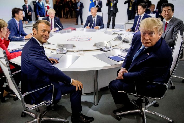 Macron ve dönemin Başkanı Trump, Fransa'daki G7 zirvesinde (2019)