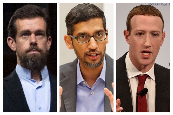 Jack Dorsey, Sundar Pichai ve Mark Zuckerberg