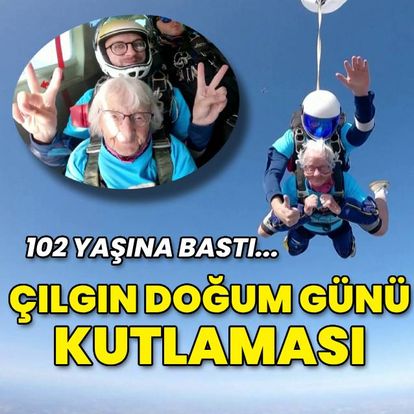 102 yaşına bastı! Paraşütle çılgın doğum günü kutlaması