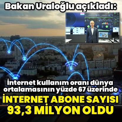 İnternet abone sayısı 93,3 milyon oldu - Türkiye'de internet kullanım oranı dünya ortalamasının yüzde 67 üzerine çıktı