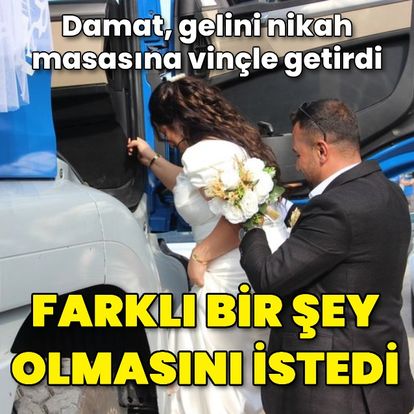 Manisa'da nikah masasına oturan genç çiftin gelin arabası damadın iş aracı olan vinç oldu - Güncel Haberler