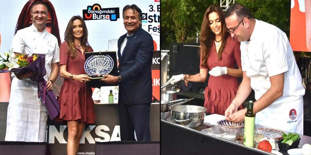 Festivalde yemek yaptı