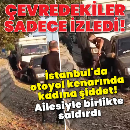 Ailesiyle birlikte saldırdı! İstanbul'da otoyol kenarında kadına şiddet! - Güncel haberler