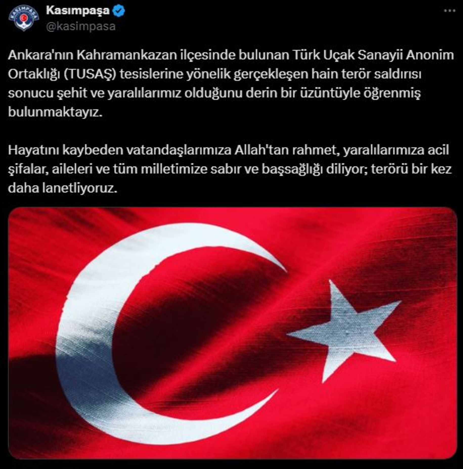 Spor camiası TUSAŞ'a yönelik terör saldırısı için tek yürek oldu! Kınama mesajları peş peşe geldi - 8. Resim