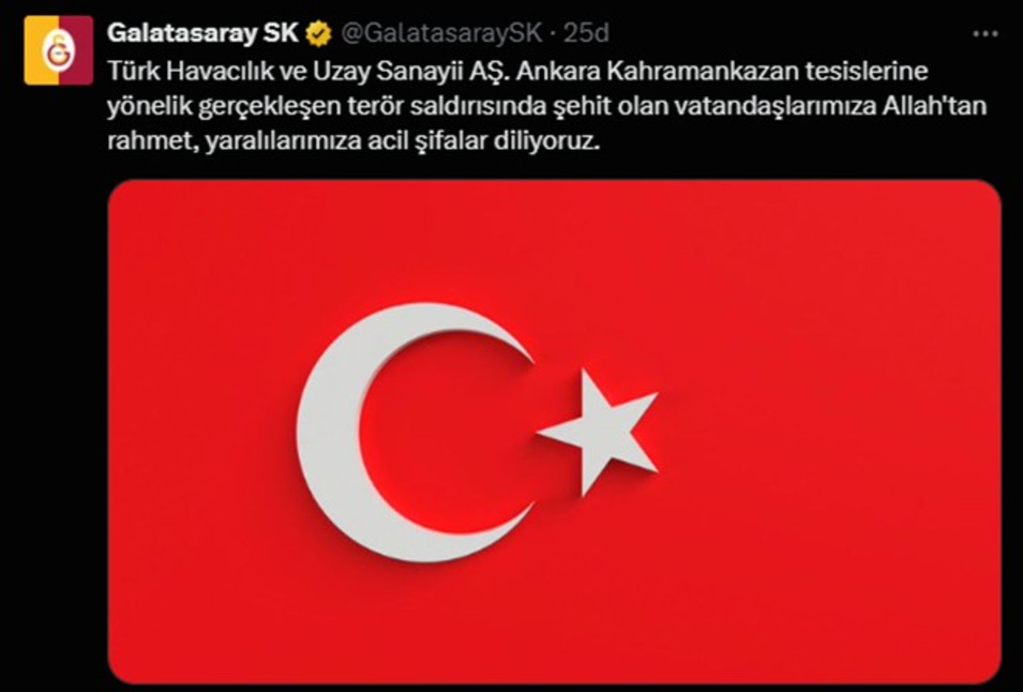 Spor camiası TUSAŞ'a yönelik terör saldırısı için tek yürek oldu! Kınama mesajları peş peşe geldi - 3. Resim