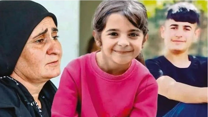 Anne Yüksel Güran, 8 yaşında katledilen Narin Güran ve ağabeyi Enes Güran (soldan sağa).